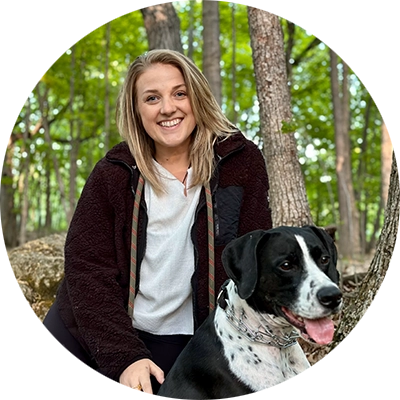 Life Coach Toni Phillips With Dog In Forest Circle Life Coach Toni Phillips With Dog In Forest Circle